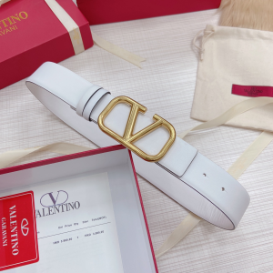 Valentino Vlogo Leather Belt White 40MM 