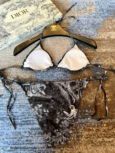 Replica Free Gift Dior Black Cotton Swimsuit Bikini SML A123PP105 AA183214