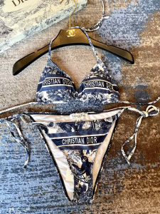 Replica Free Gift Dior Blue Cotton Swimsuit Bikini SML A123PP105 AA183215