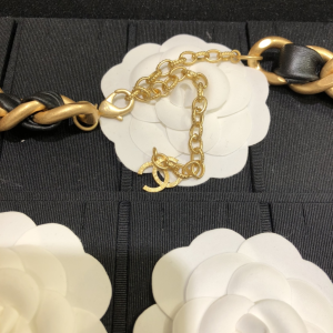 Replica Womens Belts Chanel Black Bow Leather Chain Belt A152PP380 AA183342