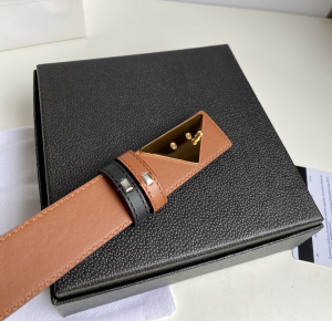 Replica Womens Belts Prada Triangle Logo Black Leather Belt 35MM A175PP240 AA183791