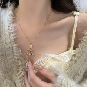Replica Womens Jewelry Chanel CC Logo Pendant Necklaces Gold A152PP180 AA183980