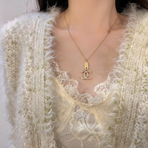 Replica Womens Jewelry Chanel CC Logo Pendant Necklaces Gold A152PP180 AA183980