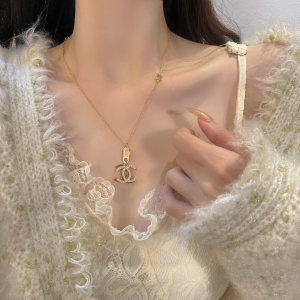 Replica Womens Jewelry Chanel CC Logo Pendant Necklaces Gold A152PP180 AA183980