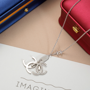 Replica Womens Jewelry Chanel CC Logo Pendant Necklaces Silver A152PP180 AA183981