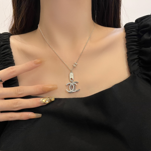Replica Womens Jewelry Chanel CC Logo Pendant Necklaces Silver A152PP180 AA183981