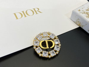 Dior Pitit CD Brooch White Silver Crystals 