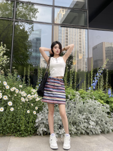 Replica Womens Clothing Chanel 2022 Multicolor Stripes Skirts SML A29PP380 AA184034