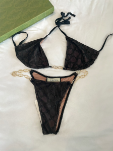 Replica Free Gift Gucci GG Supreme Swimsuit Bikini Black SML A123PP105 AA184245
