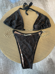 Replica Free Gift Gucci GG Supreme Swimsuit Bikini Black SML A123PP105 AA184245