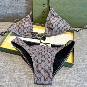 Replica Free Gift Gucci GG Supreme Swimsuit Bikini Gray SML A123PP105 AA184243