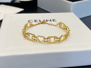 Celine Triomphe Heart and Triomphe Gold Bracelet 