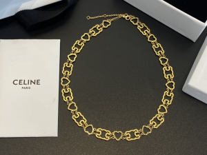 Celine Triomphe Heart and Triomphe Gold Necklace 