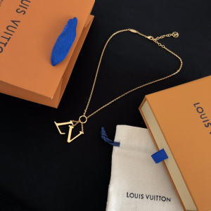 Louis Vuitton LV Monogram Charm Necklace Gold 
