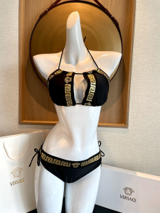 Versace Medusa Black Cotton Swimsui Bikini 