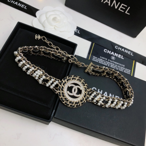 Chanel Crystals CC Pearls Chain Necklace 