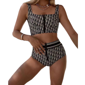 Replica Free Gift Dior Black Oblique Swimsuit Bikini SML A123PP105 AA184558