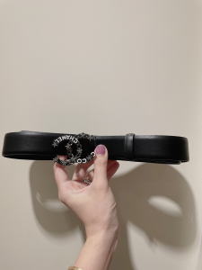 Chanel CC Logo Black Leather Belt 30MM 