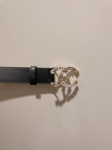 Replica Womens Belts Chanel CC Logo Black Leather Belt 30MM A175PP240 AA184634