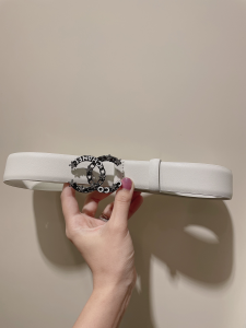 Chanel CC Logo White Leather Belt 30MM 
