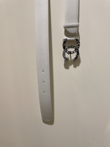 Replica Womens Belts Chanel CC Logo White Leather Belt 30MM A175PP240 AA184629