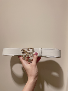 Chanel CC Logo White Leather Belt 30MM 