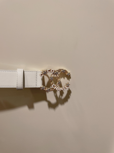 Replica Womens Belts Chanel CC Logo White Leather Belt 30MM A175PP240 AA184633
