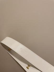 Replica Womens Belts Chanel CC Logo White Leather Belt 30MM A175PP240 AA184633