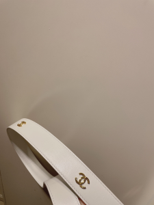 Replica Womens Belts Chanel CC Logo White Leather Belt 30MM A175PP240 AA184633