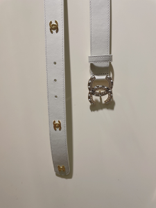 Replica Womens Belts Chanel CC Logo White Leather Belt 30MM A175PP240 AA184636