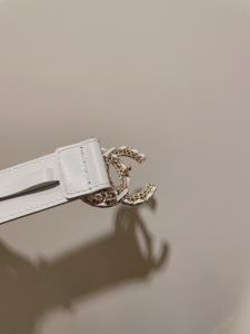 Replica Womens Belts Chanel CC Logo White Leather Belt 30MM A175PP240 AA184636