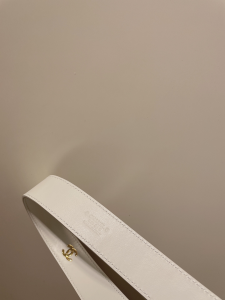 Replica Womens Belts Chanel CC Logo White Leather Belt 30MM A175PP240 AA184636