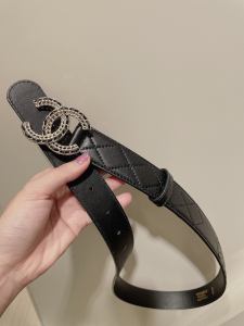 Replica Womens Belts Chanel CC Logo White Leather Belt 30MM A175PP240 AA184638