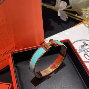 Hermes Clic H Narrow Bracelet Light Blue 