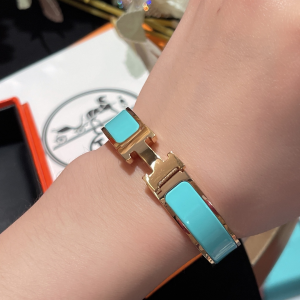 Replica Womens Jewelry Hermes Clic H Narrow Bracelet Light Blue A173PP280 AA184624
