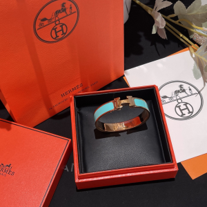 Replica Womens Jewelry Hermes Clic H Narrow Bracelet Light Blue A173PP280 AA184624