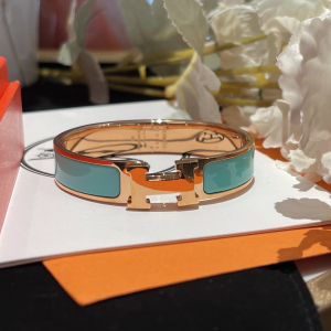 Replica Womens Jewelry Hermes Clic H Narrow Bracelet Light Blue A173PP280 AA184624