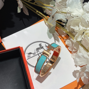 Replica Womens Jewelry Hermes Clic H Narrow Bracelet Light Blue A173PP280 AA184624