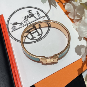 Replica Womens Jewelry Hermes Clic H Narrow Bracelet Light Blue A173PP280 AA184624