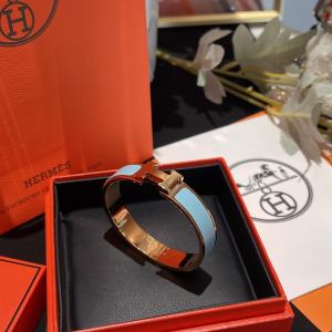 Hermes Clic H Narrow Bracelet Light Blue 