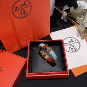 Replica Womens Jewelry Hermes Clic H Narrow Bracelet Light Blue A173PP280 AA184625