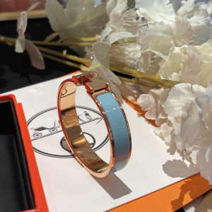 Replica Womens Jewelry Hermes Clic H Narrow Bracelet Light Blue A173PP280 AA184625