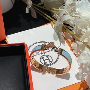 Replica Womens Jewelry Hermes Clic H Narrow Bracelet Light Blue A173PP280 AA184625