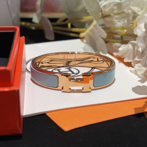 Replica Womens Jewelry Hermes Clic H Narrow Bracelet Light Blue A173PP280 AA184625