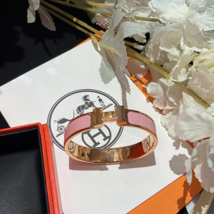 Replica Womens Jewelry Hermes Clic H Narrow Bracelet Pink A173PP280 AA184626