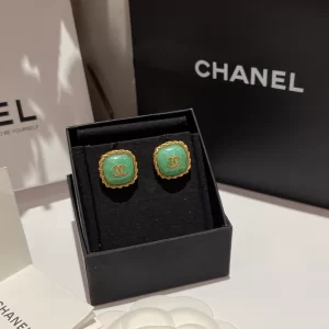 Replica Womens Jewelry Chanel CC Logo Green Earrings A173PP180 AA184784
