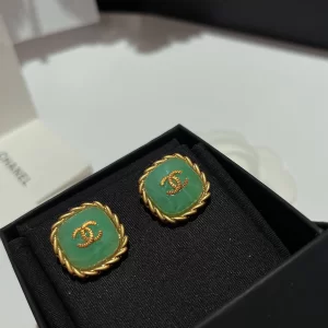 Replica Womens Jewelry Chanel CC Logo Green Earrings A173PP180 AA184784