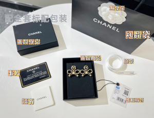 Replica Womens Jewelry Chanel Chain Leather Bow Earrings A62PP200 AA184652