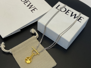 Replica Womens Jewelry Loewe Anagram Pendant Necklace in Gold A39PP130 AA184860