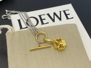 Replica Womens Jewelry Loewe Anagram Pendant Necklace in Gold A39PP130 AA184860
